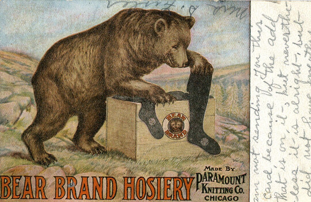 Postcard Early Advertising- Bear Brand Hosiery, Paramount Knitting Co ...