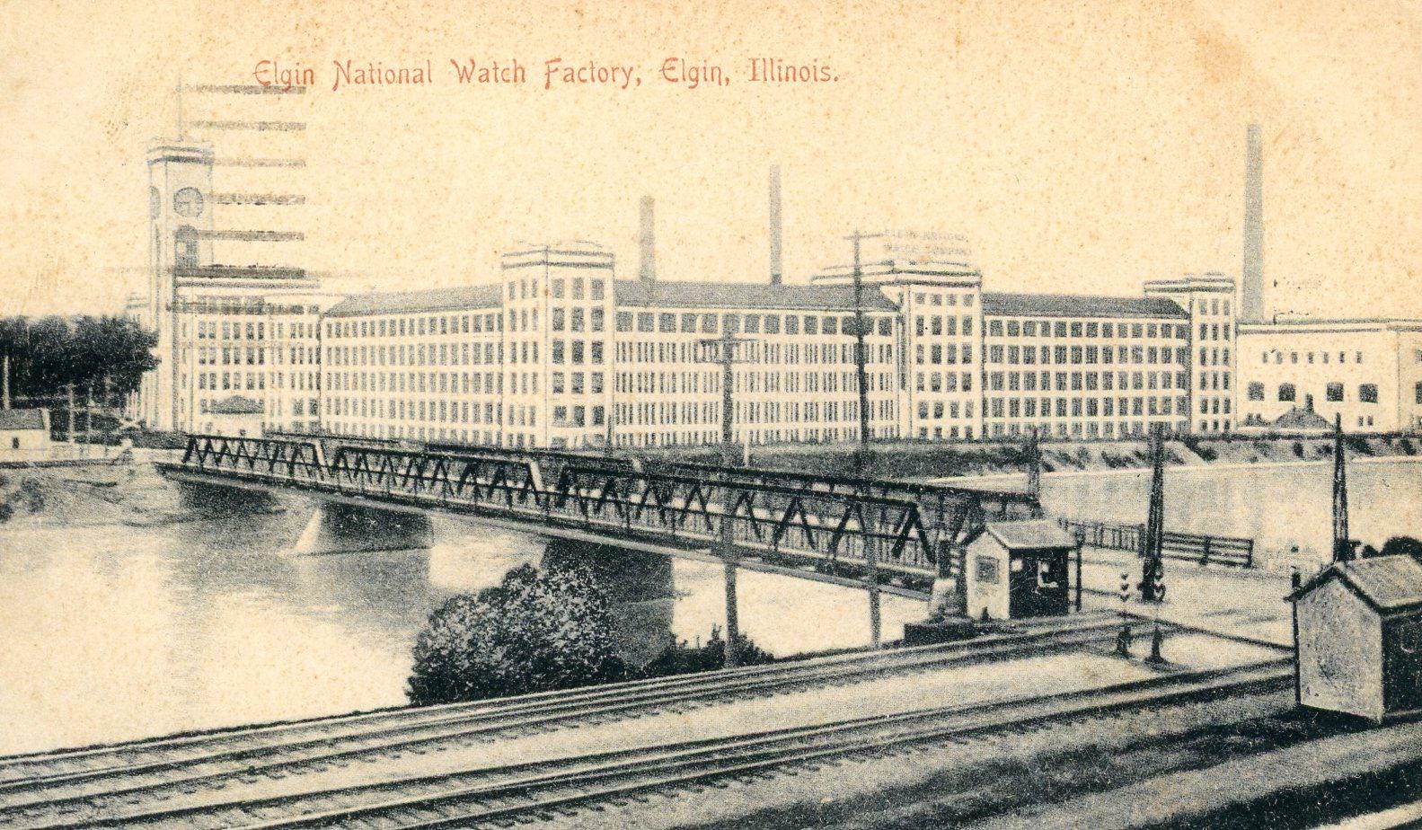 Postcard Early View of Elgon National Watch Factory in Elgin IL. Etsy