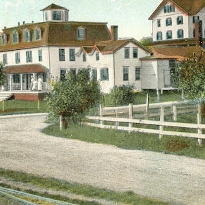 Postkarte Ansicht von Woonsocket House & Anbau, Block Island, RI. L6