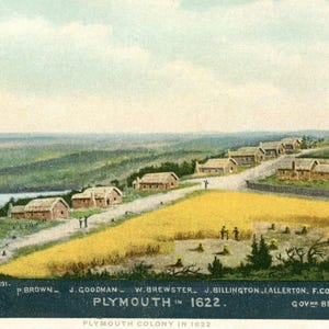 Postkarte Frühe Ansicht von Plymouth Kolonie, Plymouth, MA. L3