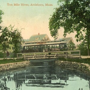 Postkarte Frühe Ansicht des Ten Mile River, Attleboro, MA. L8