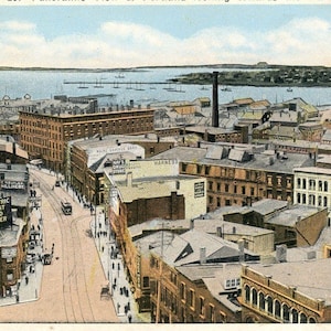 Cartolina con vista panoramica di Portland e del porto, ME. L8