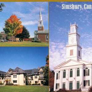 Cartão postal 4 x 6 vistas da cidade, Simsbury, CT.
