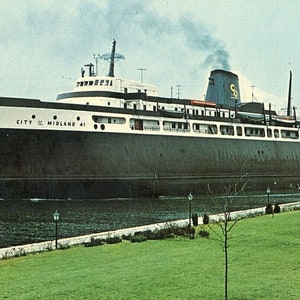 Cartão postal vista de S.S. City of Midland "41" Carferry, Ludington, MI. Z9
