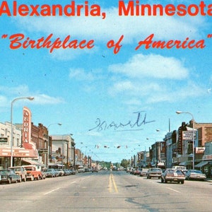 Postkarte Street View Alexandria, MN "Geburtsort Amerikas" aa6