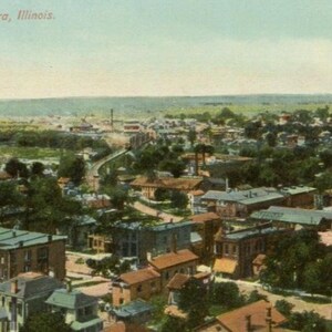 Carte postale Ancienne vue aérienne d'Aurora, Illinois. K6