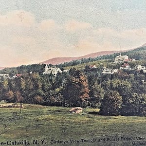 Cartão postal com vista antiga do Sunset Park a partir do Mountain Golf Grounds, NY W6
