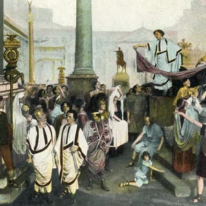 "Postkarte Ansicht von ""Death of Julius Cäsar"", Eden Musee, NY." L8