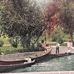Cartão Postal Vista 1907 do lago Washington, parque de Denny-Blaine, Seattle, WA. W5