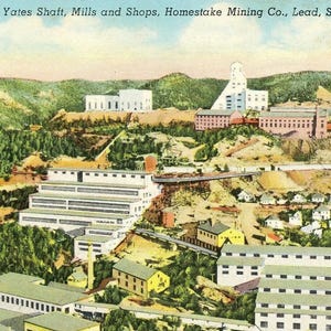 Postkarte Frühe Ansicht von Homestake Mining Co. in Blei, SD. L8