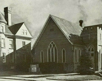 Cartão postal RPPC Vew da Primeira Igreja Metodista Unida, Canonsburg, PA. N6