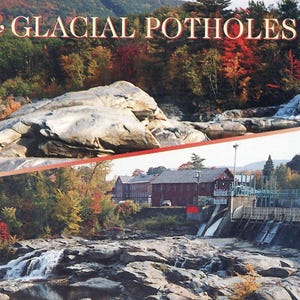 Cartão postal 4 x 6 Vista de buracos glaciais em Shelburne Falls, MA.