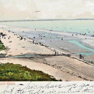 Postkarte Antike Vogel-Augen-Ansicht von Old Orchard Beach, ME. L3
