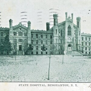 Cartolina Veduta antica dell'ospedale statale di Binghamton, New York. L6