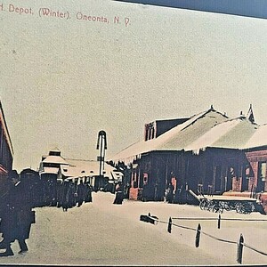 Postkarte 1907 Ansicht von D & H Lager im Winter, Oneonta, NY W9