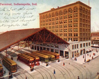Postcard Early View of Trolley Traction Terminal in Indianapolis, IN. W5.
