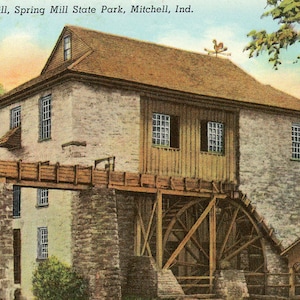 Postkarte Frühe Ansicht von Homer's Mill, Spring Mill State Park, Mitchell, IN.       B1