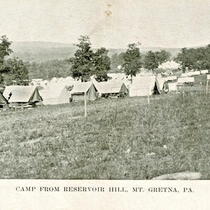 Postkarte Ansicht von Camp Harpel vom Vorratsbehälter Hill, Mt. Gretna, PA. L3