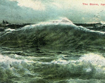 Vintage Postcard: The Storm in Newport RI, Unposted Divided Back B9