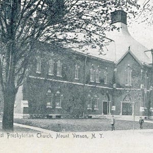 Postkarte Antike Ansicht der ersten presbyterischen Kirche, Mount Vernon, NY. L3
