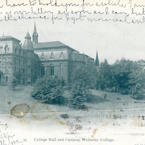 Postkarte Antike Ansicht College Hall & College-Campus, Wellesley College, MA. L6