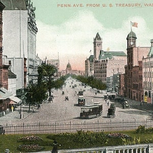 Cartão postal Vista inicial da Penn Ave. de U.S. Traesury, Washington D.C. S6