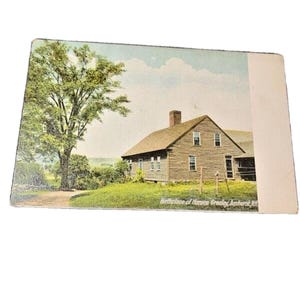 Postkarte der frühen Ansicht des Geburtsortes von Horace Greeley in Amherst, NH. L3