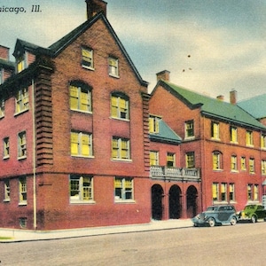 Postkarte frühe Ansicht des Hull House in Chicago, IL. L1