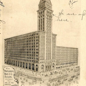 Postkarte 1906 Ansicht des Montgomery Ward & Co. Gebäudes in Chicago, IL. L1