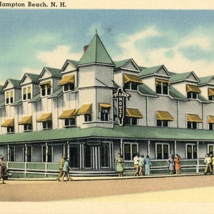 Postkarte mit früher Ansicht des Ocean House Hotel in Hampton Beach, NH L2