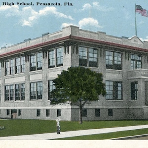 Postkarte Frühe Ansicht der Pensacola High School in Pensacola, FL. L7