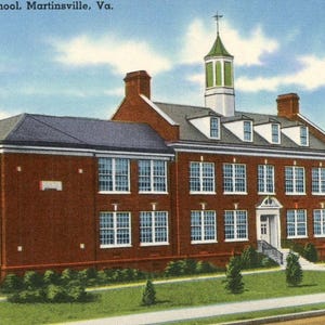 Carte postale Early View of High School à Martinsville, en Virginie. L3
