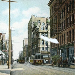 Carte postale Première vue de Washington Street à Portland, OR.   Z9