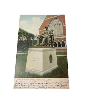 Postkarte Antike Ansicht der JohnHarvard-Statue in Cambred, MA . L6