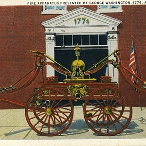 Carte postale Early View of Fire Aparatus présentée par George Washington. VA. S7