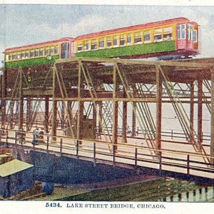 Postcard Early View of Train on Lake Street Bridge, Chicago, IL. S6