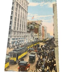 Postkarte Ansicht des Broadway bei Sixth Street, Story Building, CA. L9