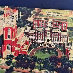 Cartão postal de 1941, vista da Universidade Loyola, Nova Orleans, LA W4