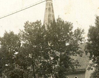 Postal RPPC Vista da Igreja Evangélica Alemã, Blue Earth, Minnesota. aa6