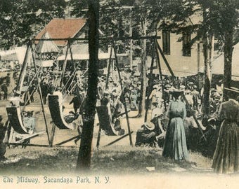 Postkarte Antike Ansicht des Midway im Sacandaga Park, NY.    Z3
