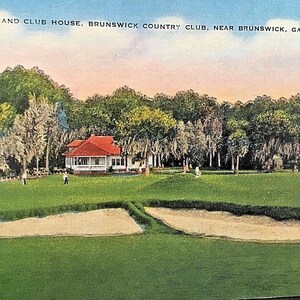 Carte postale Ninth Green & Club House, Brunswick, Country Club, Nouveau-Brunswick, Géorgie W4