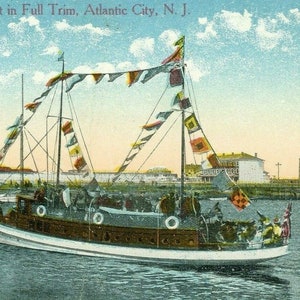 Cartão postal Vista antecipada de um iate de recreio com acabamento completo, Atlantic City. Q6