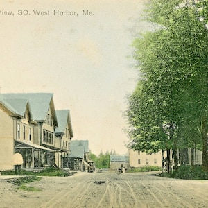 Postkarte Frühe Straßenansicht in West Harbour, MA. L4