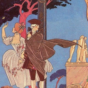 Postkarte "Love Amongst the Ruins " von Künstler George Barbier. 4x6 R7