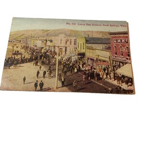 Postkarte Frühe Ansicht der Labor Day Szene, Rock Springs, WY, L6