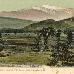 Carte postale Vue précoce du mont Washington recouvert de neige depuis Intervale, NH. K2