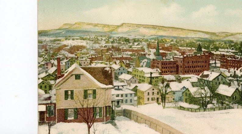 Postcard Antique Birdseye View of Meriden, CT From Pleasant Street. K4 ...