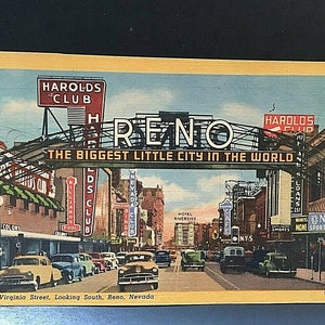 Vue de carte postale du Harold’s Club, Virginia Street, regardant vers le sud. Reno, NV. aa1