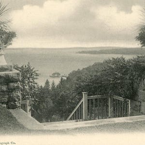 Postkarte Antike Ansicht des Lake Champlain vom Hotel in New York aus. L2