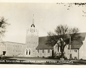 Cartão Postal RPPC A Igreja Luterana do nosso Salvador, Canby, manganês. aa6